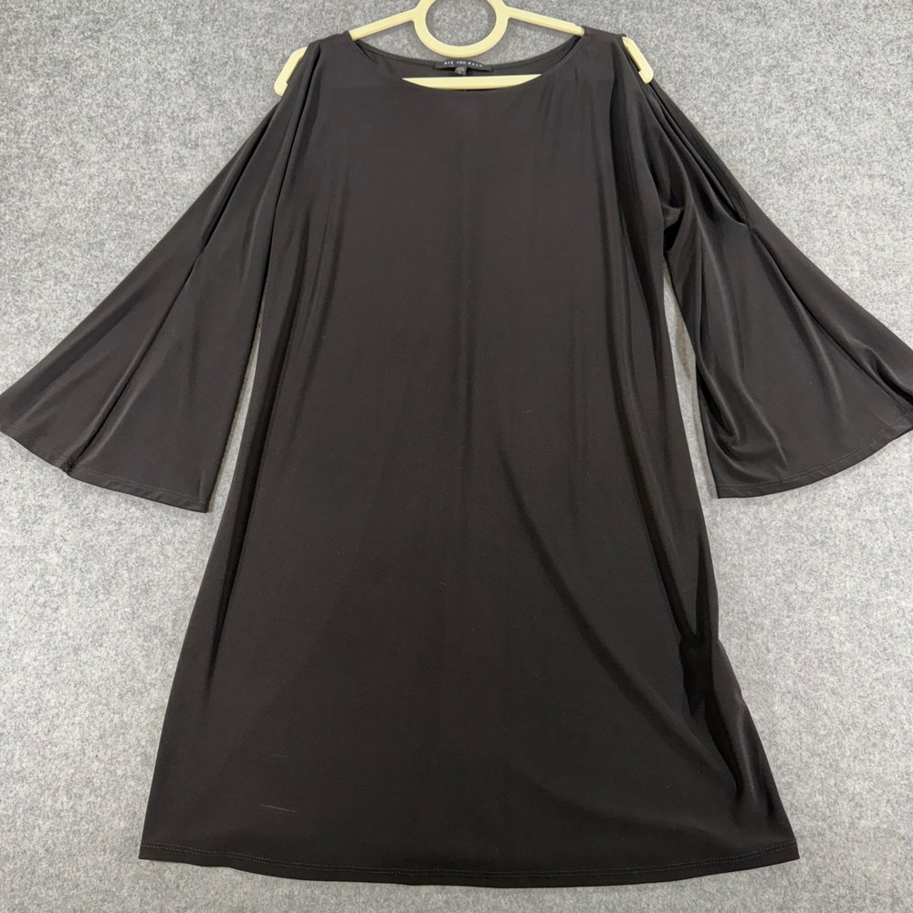 Nik and Nash Black Cold Shoulder Bell Sleeve Shift Dress Womens Large
